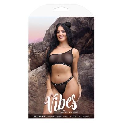 BAD BITCH BLING BRALETTE & BIKINI PANTY, S/M - 1
