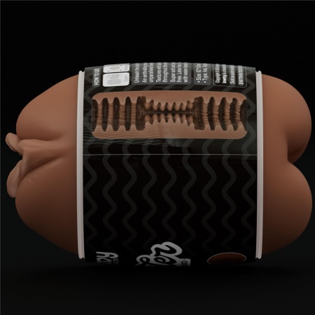 Masturbator dwustronny z pochwą i odbytem 10,3 cm, brązowy - 5