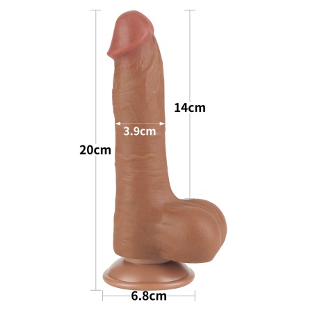 Dildo dwuwarstwowe Sliding Skin 20 cm (8 cali) brązowe - 2