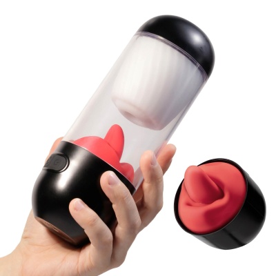 Masturbator Rotacyjny Slurpy 2w1 22 cm Czarny - 1