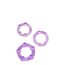 Pierścienie erekcyjne Beaded Cockrings Purple - trzy rozmiary, kulkowe wypustki, TPE, średnica wewnętrzna 3,1-3,8 cm - 3