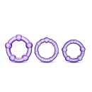 Pierścienie erekcyjne Beaded Cockrings Purple - trzy rozmiary, kulkowe wypustki, TPE, średnica wewnętrzna 3,1-3,8 cm - 4