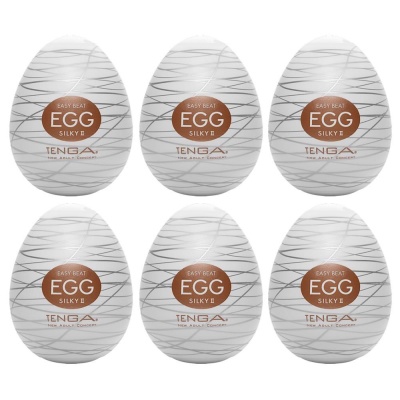 Masturbator Tenga Egg Silky II - jednorazowa tuleja TPE z rowkowanym splotem nitek, 6,1 cm, zestaw 6 szt. - 1