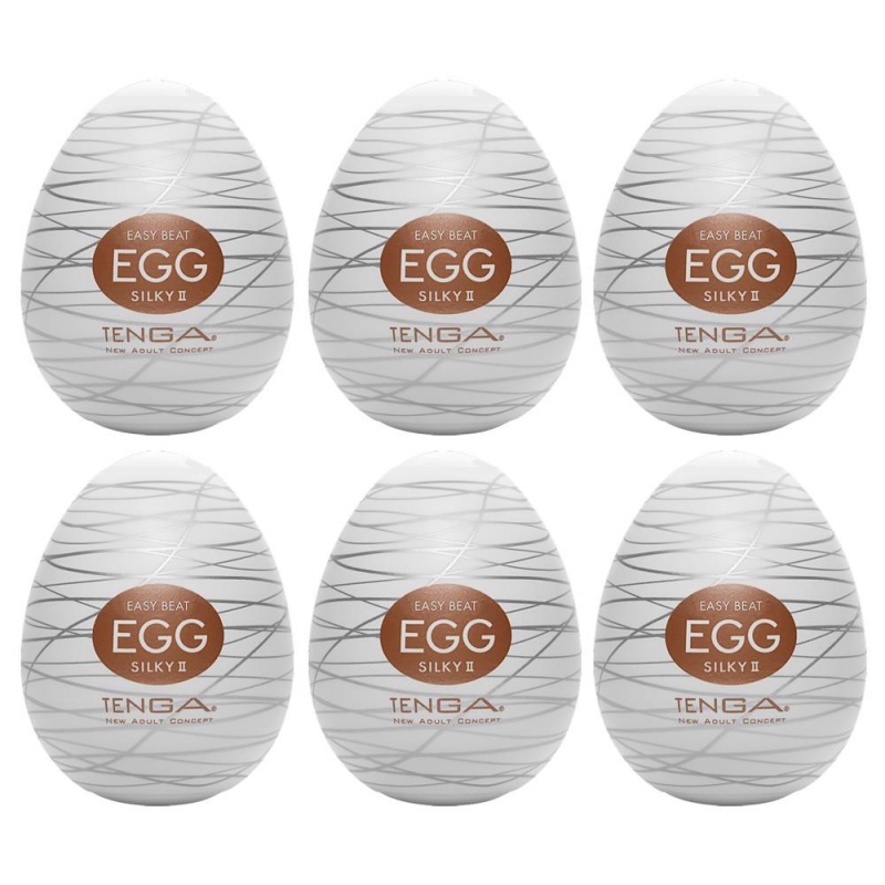 Masturbator Tenga Egg Silky II - jednorazowa tuleja TPE z rowkowanym splotem nitek, 6,1 cm, zestaw 6 szt. - 1