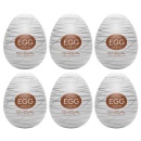 Masturbator Tenga Egg Silky II - jednorazowa tuleja TPE z rowkowanym splotem nitek, 6,1 cm, zestaw 6 szt. - 1