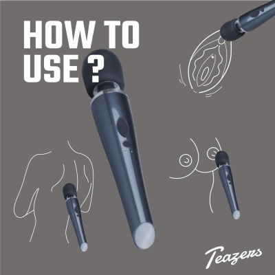 Black Lightning Wand Vibrator - 1 2