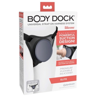 Body Dock Elite – uprząż strap-on z patentowaną płytą dokującą i mocowaniem ssącym 8,6 cm - 1