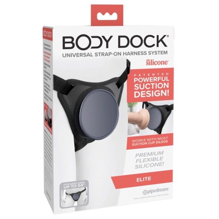 Body Dock Elite – uprząż strap-on z patentowaną płytą dokującą i mocowaniem ssącym 8,6 cm - 1