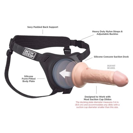 Body Dock Elite – uprząż strap-on z patentowaną płytą dokującą i mocowaniem ssącym 8,6 cm - 6