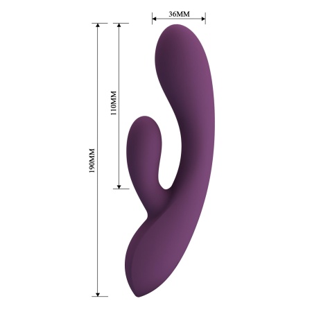 Rosolyn Purple - wibrator króliczek z podwójną stymulacją, dwa silniki, 19 cm - 7