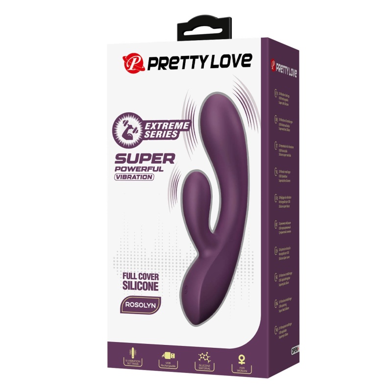 Rosolyn Purple - wibrator króliczek z podwójną stymulacją, dwa silniki, 19 cm - 10