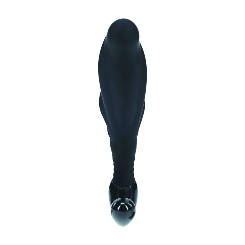 Rippled with Hard Loop Silicone Prostate Massager - L - Black - 5