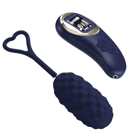 Jajko wibracyjne Vivian Blue 8 cm z teksturowaną powierzchnią i pilotem - 4