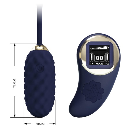 Jajko wibracyjne Vivian Blue 8 cm z teksturowaną powierzchnią i pilotem - 9