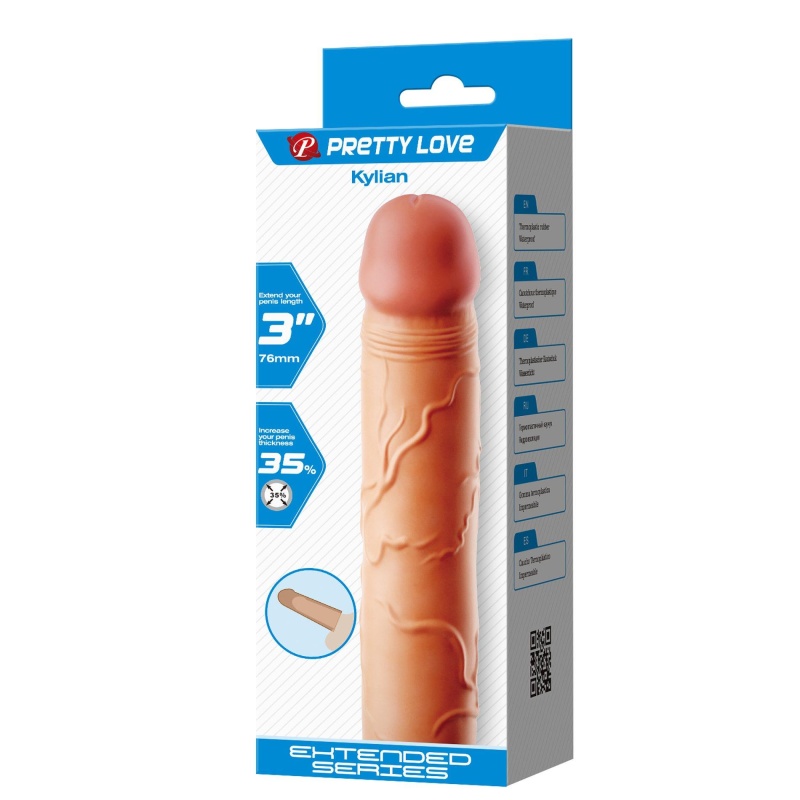Kylian - nakładka przedłużająca o 7,6 cm z realistyczną teksturą - 7