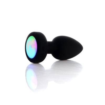 Wibrujący korek analny Disco Flashlight z pilotem i światłem LED, silikon medyczny, 9 cm × 3,7 cm - 1 2
