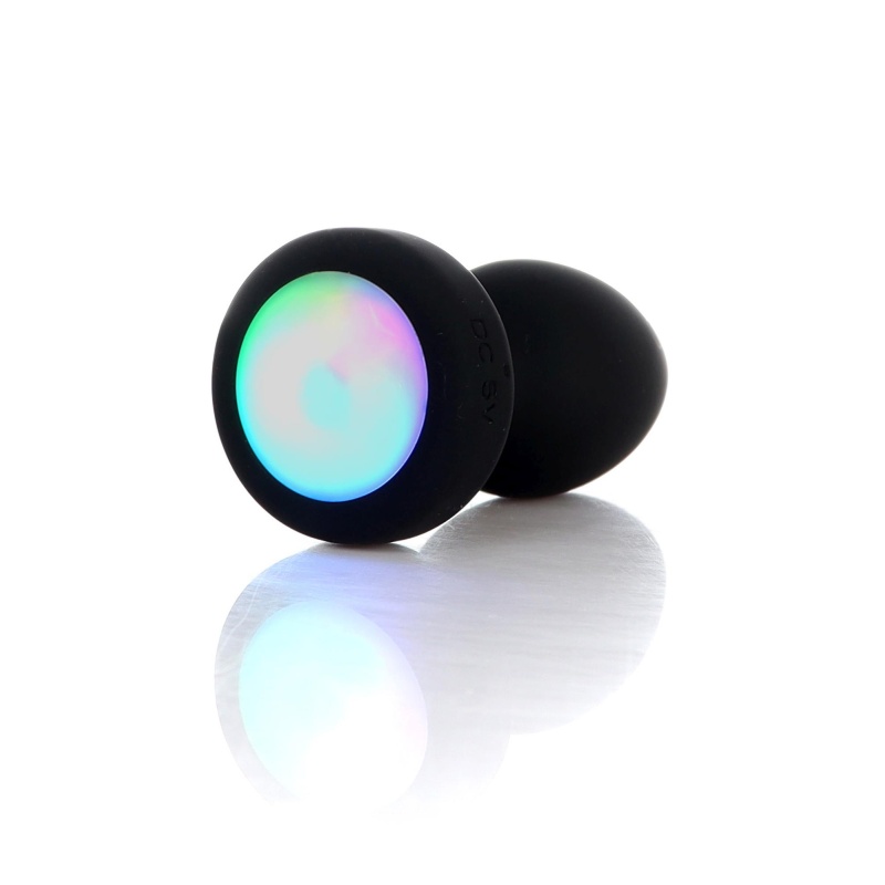 Wibrujący korek analny Disco Flashlight z pilotem i światłem LED, silikon medyczny, 9 cm × 3,7 cm - 3