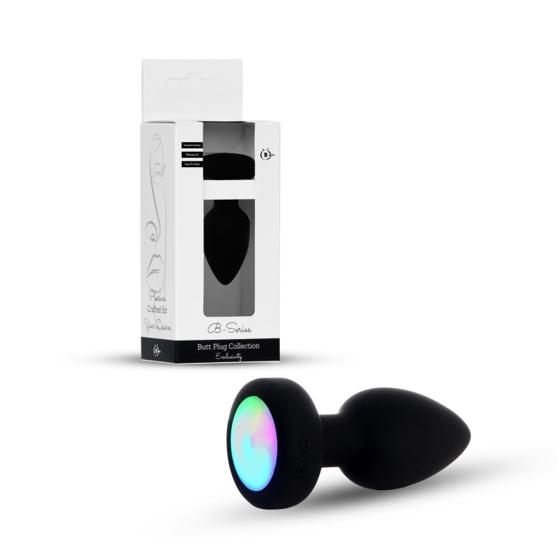 Wibrujący korek analny Disco Flashlight z pilotem i światłem LED, silikon medyczny, 9 cm × 3,7 cm - 11