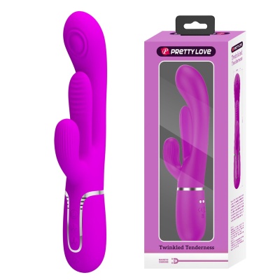 Wibrator króliczek Shonia Purple - 7 funkcji pulsacji, 7 trybów wibracji, 3 gałęzie, silikon - 1