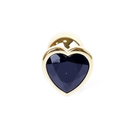 Korek analny Gold Heart PLUG - stal nierdzewna, wąska szyjka i podstawa zabezpieczająca, 7 cm x 2,7 cm - 1