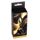Korek analny Gold Heart PLUG - stal nierdzewna, wąska szyjka i podstawa zabezpieczająca, 7 cm x 2,7 cm - 7