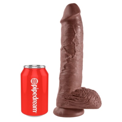 Balls Brown 10-calowy – realistyczny dildo PVC z przyssawką i jądrami, 25,4 cm - 1 2
