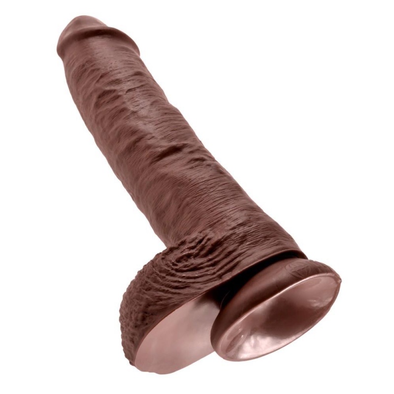 Balls Brown 10-calowy – realistyczny dildo PVC z przyssawką i jądrami, 25,4 cm - 6
