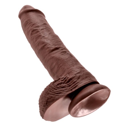Balls Brown 10-calowy – realistyczny dildo PVC z przyssawką i jądrami, 25,4 cm - 6