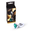 Biżuteria analna Silver Heart Plug - stal nierdzewna z zielonym kryształem, długość 7 cm, średnica 2,7 cm - 8