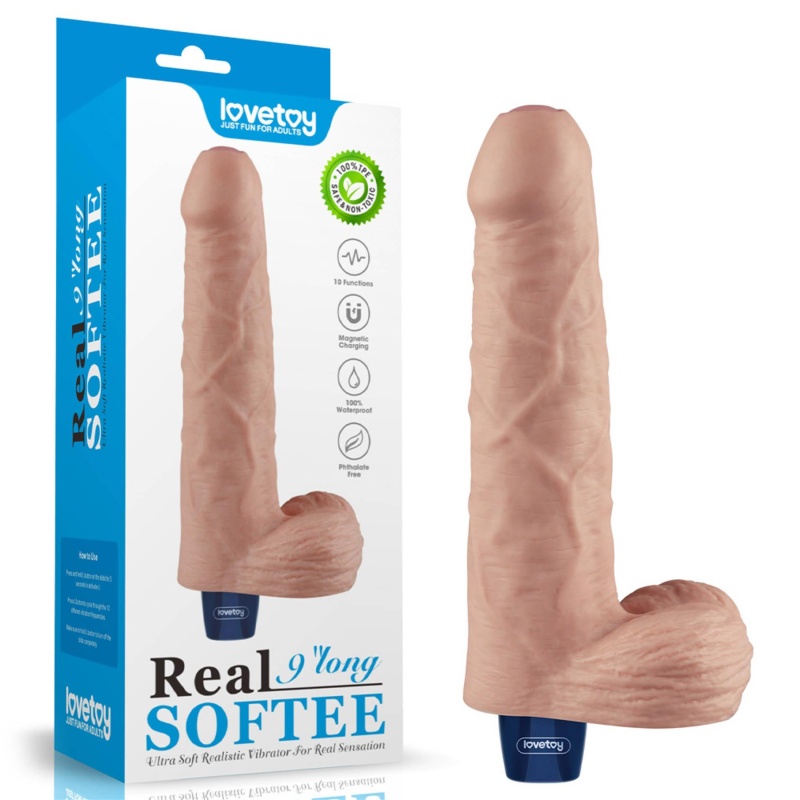 Wibrator dildo Real Softee 23 cm TPE 10 trybów wibracji nude - 1