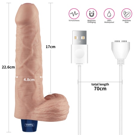 Wibrator dildo Real Softee 23 cm TPE 10 trybów wibracji nude - 2