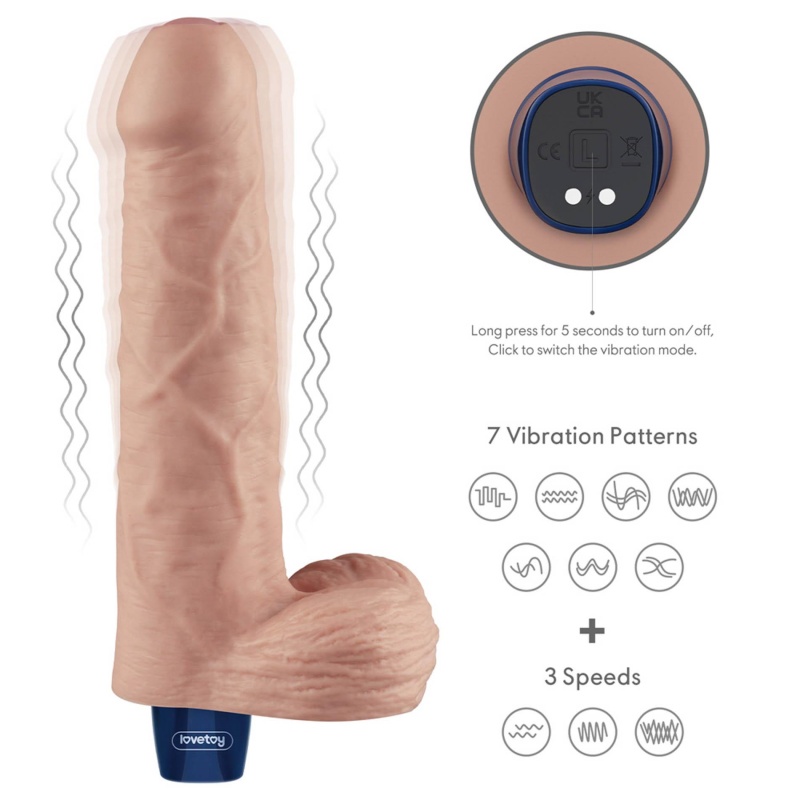 Wibrator dildo Real Softee 23 cm TPE 10 trybów wibracji nude - 3