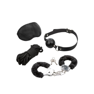 Zestaw bondage Explorer Collection z regulowanym kneblem, kajdankami i liną 500 cm - 1