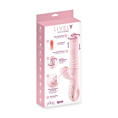 Wibrator Rabbit Lively 6-in-1 z rotacyjną główką 360°, tappingiem łechtaczki, podgrzewaniem i smukłą, długą konstrukcją - 2