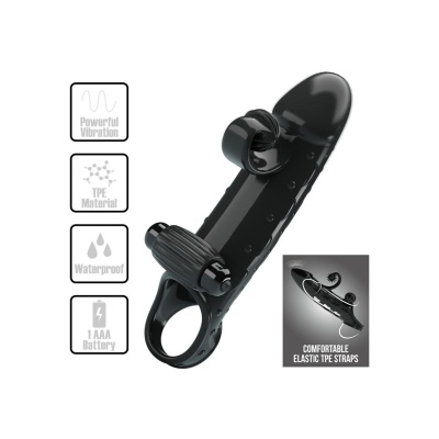 PRETTY LOVE - ROMANCE - VIBRATING PENIS SLEEVE BLACK - 1 2