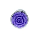 Korek analny Jewellery Silver Plug ROSE Purple - stal nierdzewna, motyw róży, długość 7 cm, średnica 2,7 cm - 1