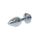 Korek analny Jewellery Silver Plug ROSE Purple - stal nierdzewna, motyw róży, długość 7 cm, średnica 2,7 cm - 4