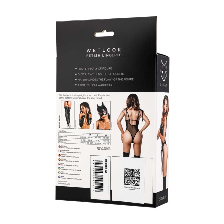 Glossy Amilia, bodysuit, wetlook, black, L - 5