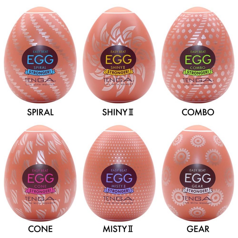 Masturbator jednorazowy Egg HB Package II - 6 teksturowanych stymulatorów TPE, długość 7 cm - 3