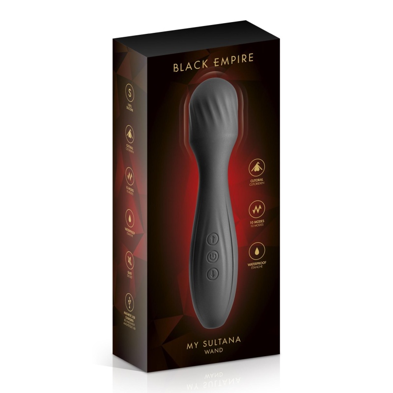 Masażer Wand My Sultana Black Empire USB - 10 programów wibracji, silikon medyczny FDA, długość 175 mm - 2