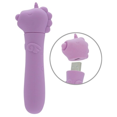 Mini wibrator UNIHORN USB Karma Lilac – silikonowy, 10 programów wibracji, długość 14,3 cm, średnica 2,2 cm - 1 2