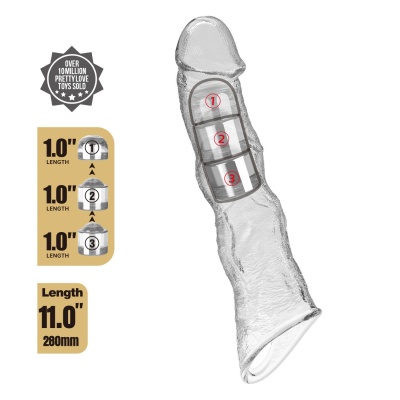 Pretty Love Extension Penis Sleeve with Modular Length Blocks Clear – 28 cm - 1 2