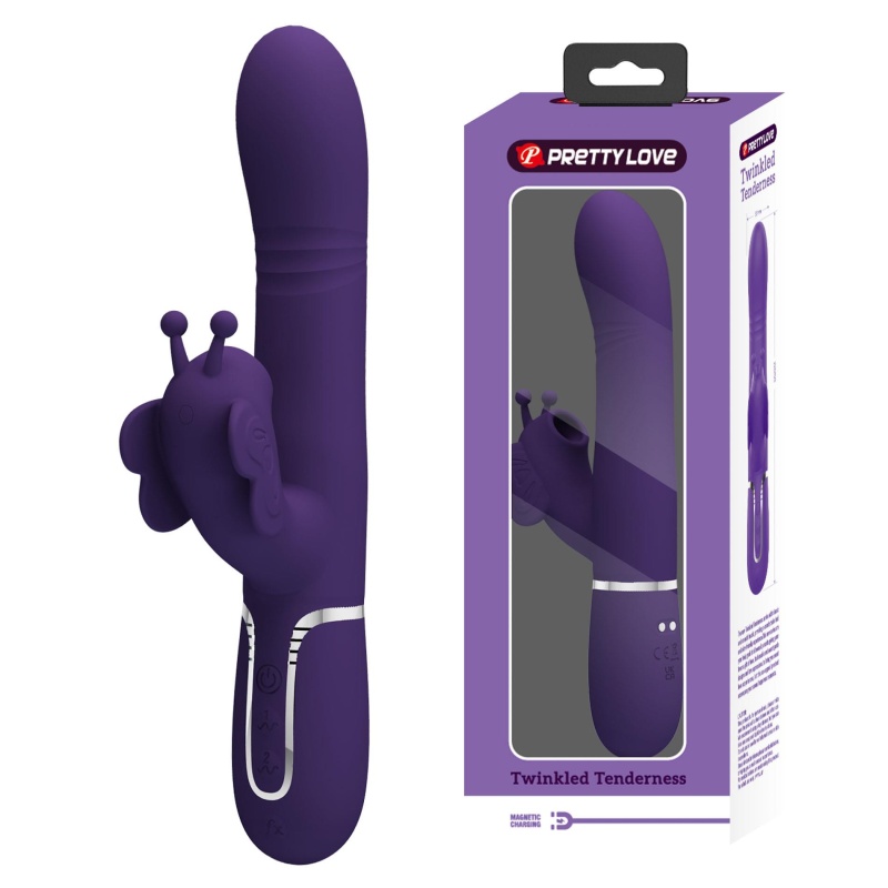 Wibrator króliczek Twinkled Tenderness Purple - ruchome kulki, podwójna stymulacja, 22,6 cm - 1