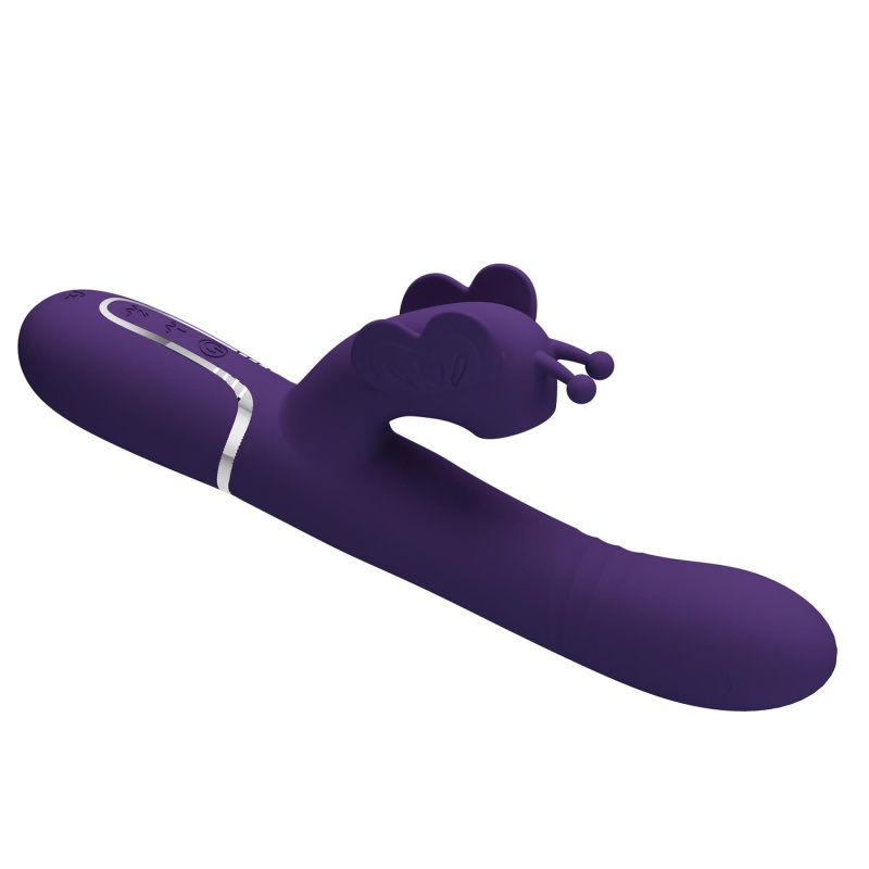 Wibrator króliczek Twinkled Tenderness Purple - ruchome kulki, podwójna stymulacja, 22,6 cm - 5