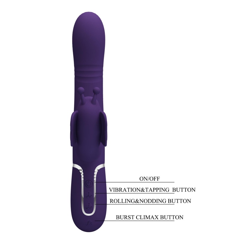 Wibrator króliczek Twinkled Tenderness Purple - ruchome kulki, podwójna stymulacja, 22,6 cm - 9