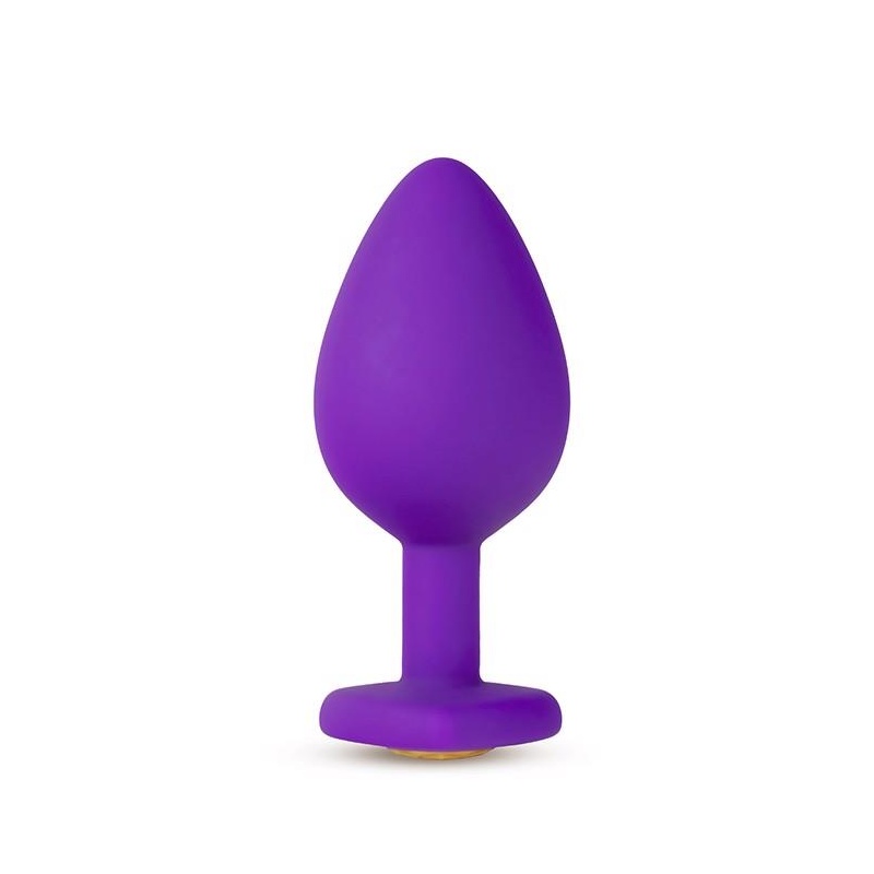Korek analny Temptasia Bling Plug Medium (fioletowy) - silikon platynowy, podstawa w kształcie serca, dł. 8,2 cm - 2