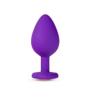 Korek analny Temptasia Bling Plug Medium (fioletowy) - silikon platynowy, podstawa w kształcie serca, dł. 8,2 cm - 2