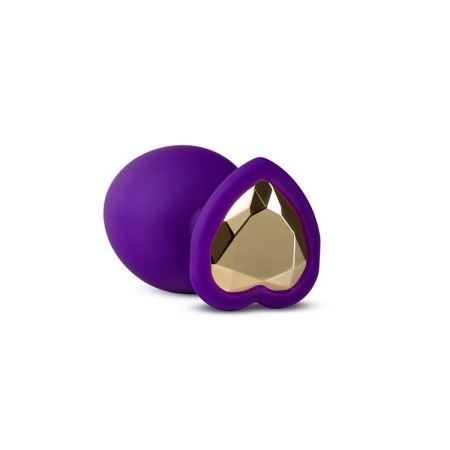 Korek analny Temptasia Bling Plug Medium (fioletowy) - silikon platynowy, podstawa w kształcie serca, dł. 8,2 cm - 3