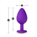 Korek analny Temptasia Bling Plug Medium (fioletowy) - silikon platynowy, podstawa w kształcie serca, dł. 8,2 cm - 4