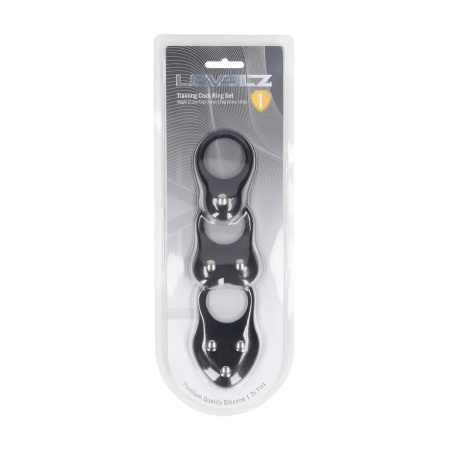 Silicone Training Cockring Set of 3 - S/M/L - Black - 1